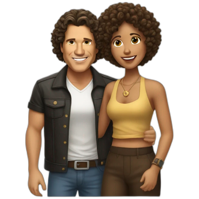 Carlos vives and brown woman with shott curly hair emoji