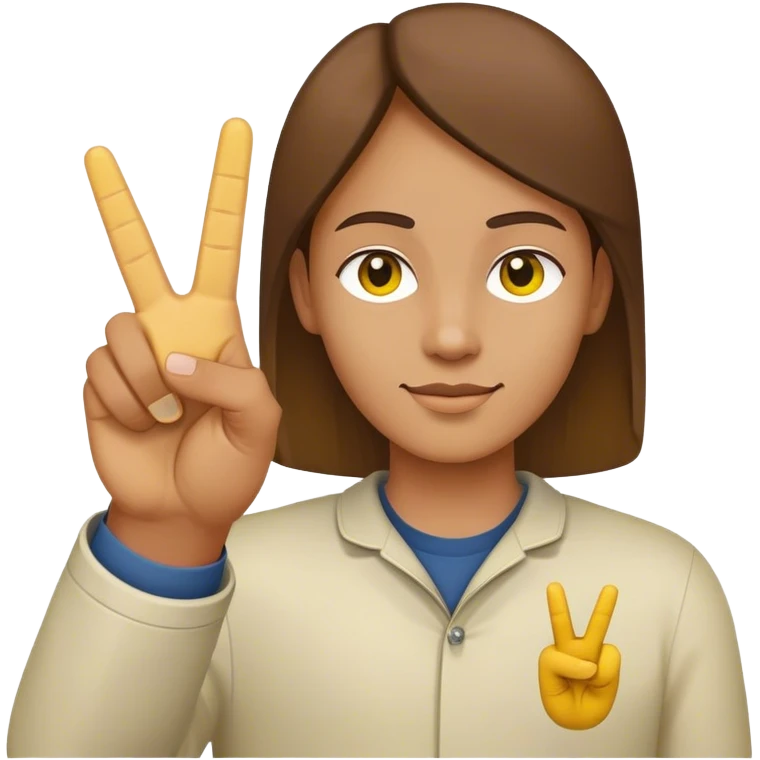 "Right yellow hand Peace sign but with thumb extended out emoji