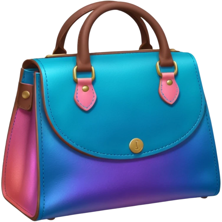 coins  pack in gradient of turquoise, blue, pink, purple, and coral color in leather bag emoji