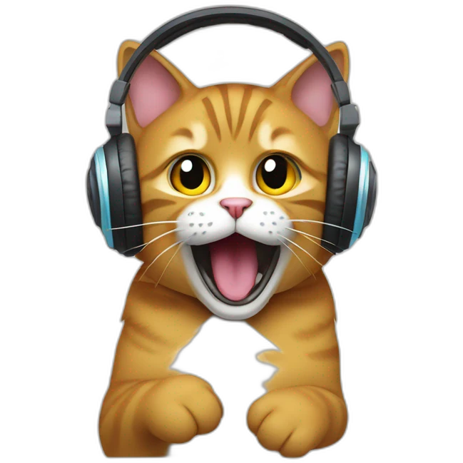 The cat is yelling in headphones emoji