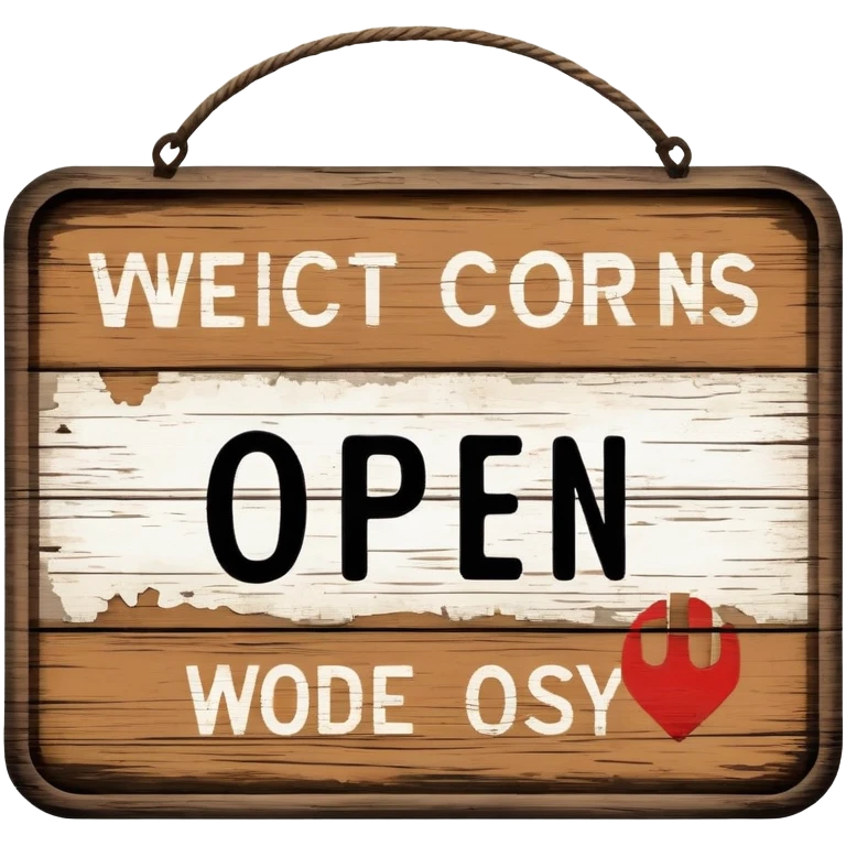 rustic wooden open sign emoji
