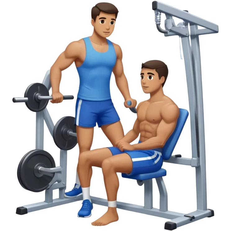 man with blue shorts exercising using side-deltoid-machine emoji