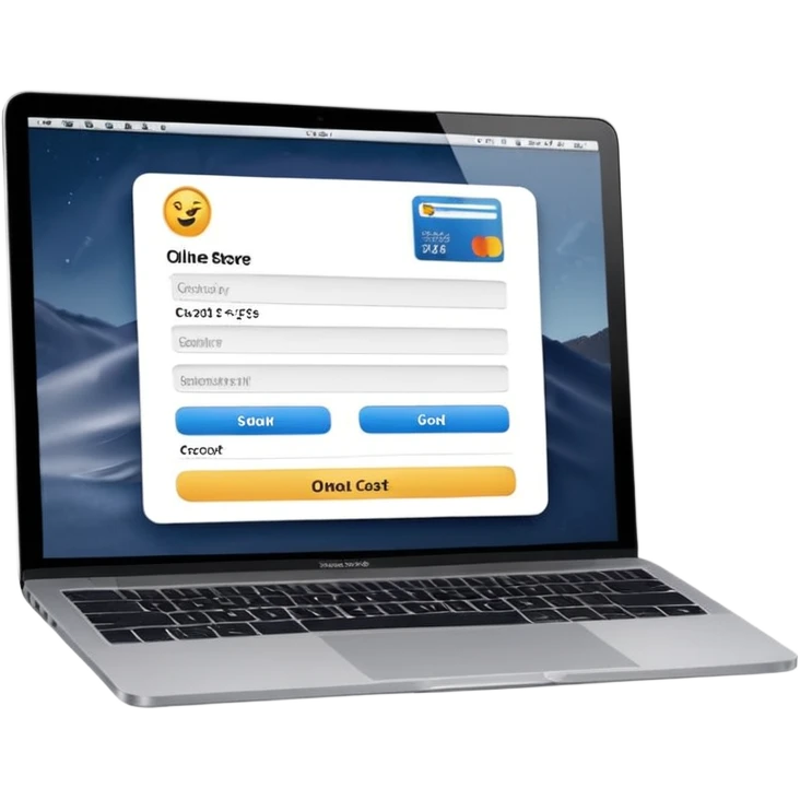 online store checkout on a macbook screen, no person only macbook emoji