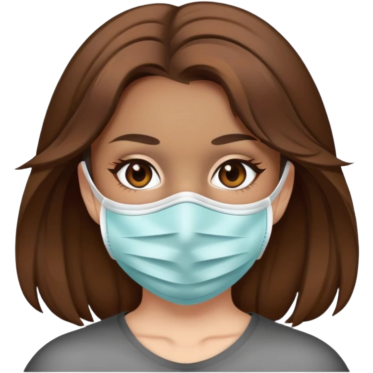 girl brown hair with a masck  emoji