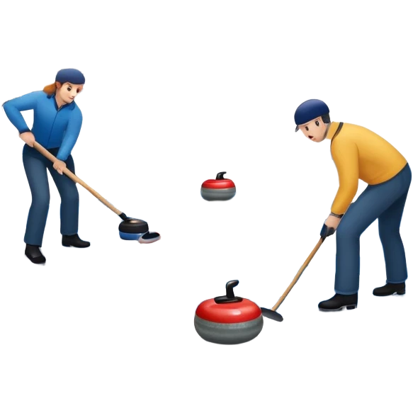 An icon showing a curling match on an indoor ice stadium, with a polished curling stone gliding toward the target and players sweeping. Spectators watch from stands, and flags hang above the rink. Transparent background highlights strategy and focus in the sport of curling. emoji