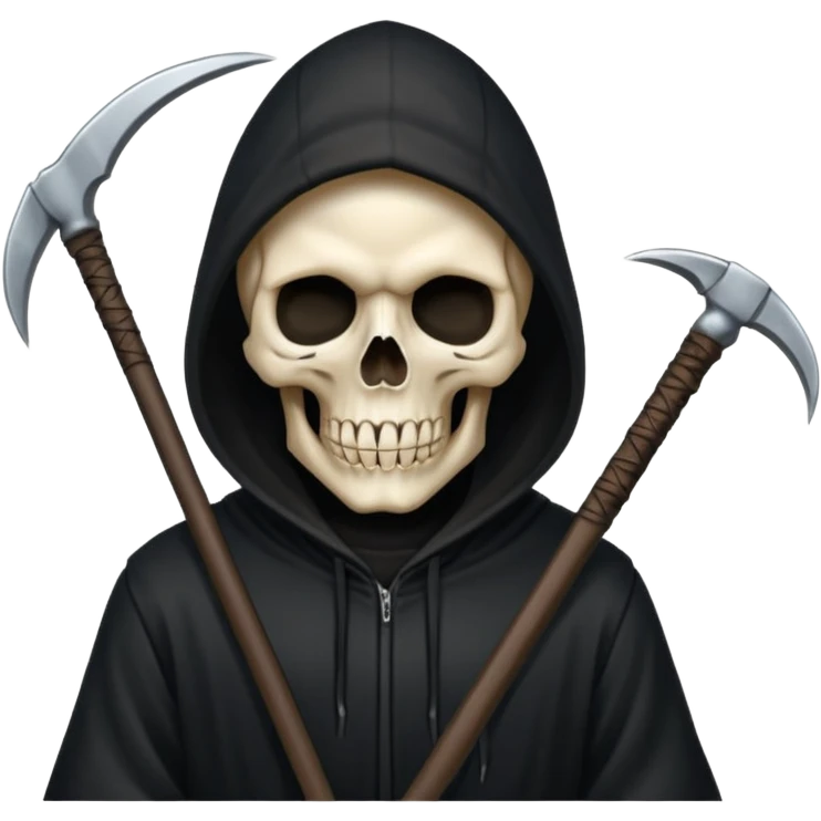 zoomed black hood skull scythe emoji