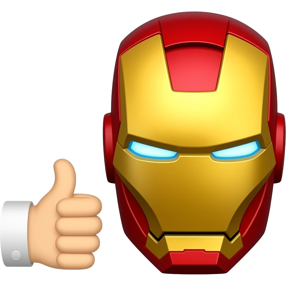 Ironman head with a thumbsup icon beside emoji
