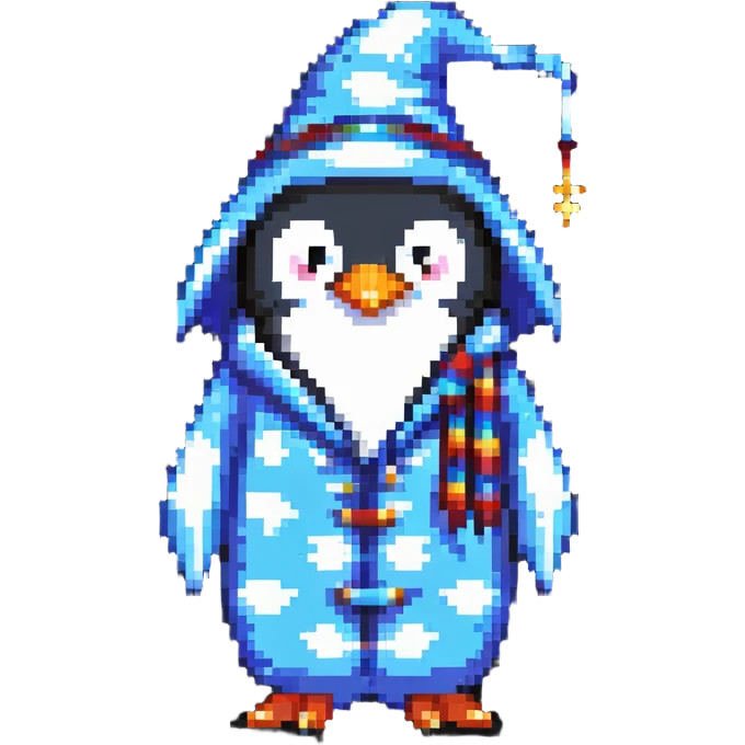 wizard penguin wearing pajamas emoji