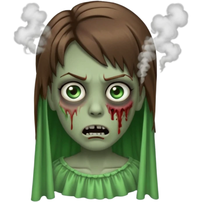 зомби который стоит лицом ко мне. прическа волосы лежат как шторки, карие зеленые глаза, с дымом изо рта. типо swag emoji