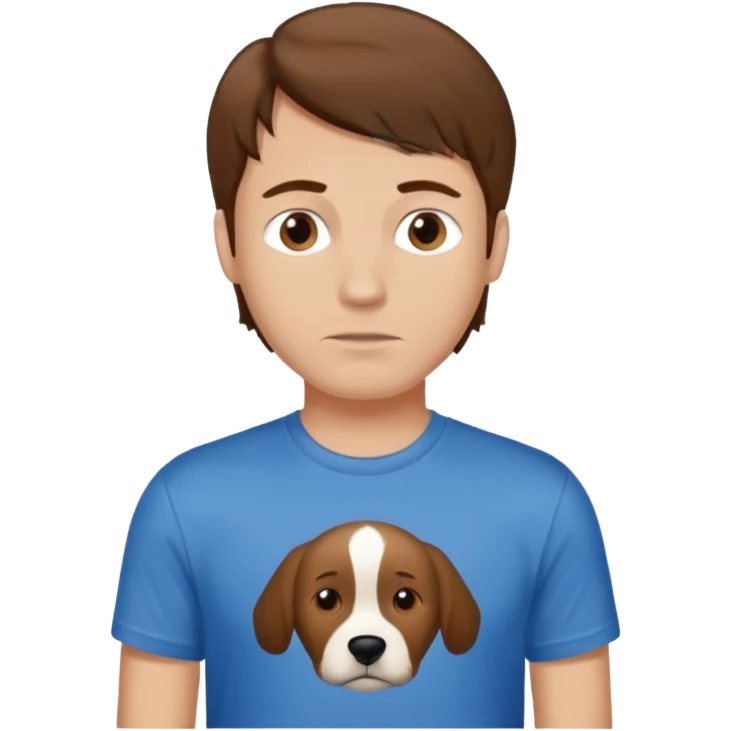 Man with brown hair wearing no dogs allowed shirt emoji