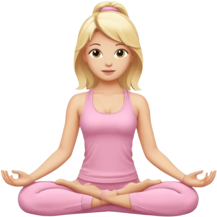 blonde yoga girl light pink clothes n emoji