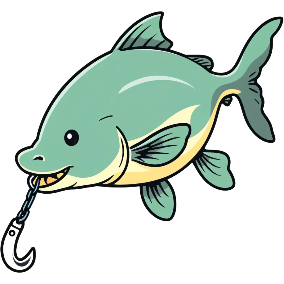 Catfish with hook in its mouth emoji