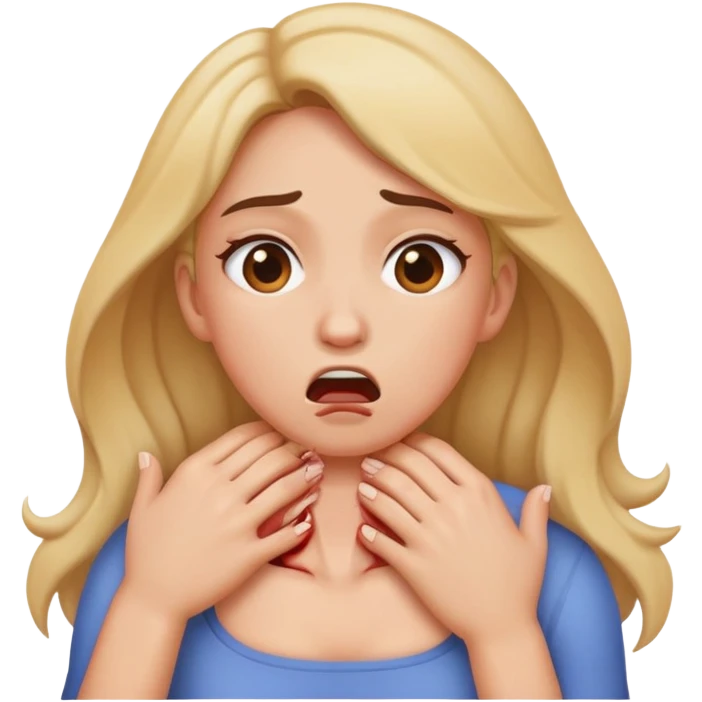 a woman choking herself emoji
