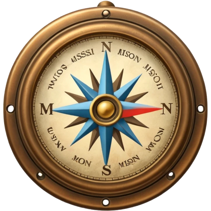 compass with 'mission' emoji
