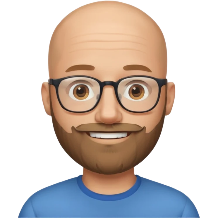 Bald white man with glasses and beard smiling  emoji