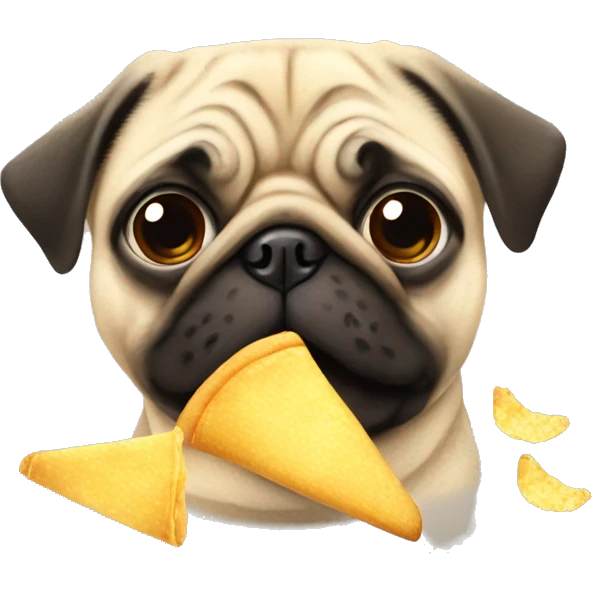 Pug eating chips emoji