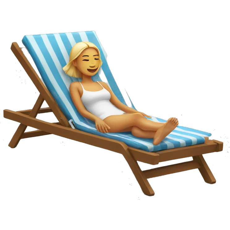 Girl lying on the sun lounger emoji