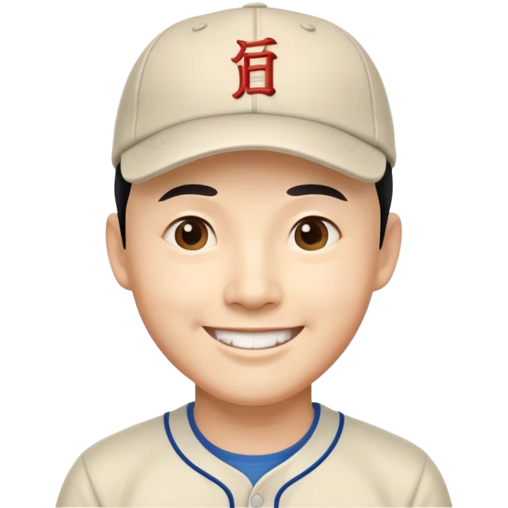 smiling Chinese man in baseball cap emoji