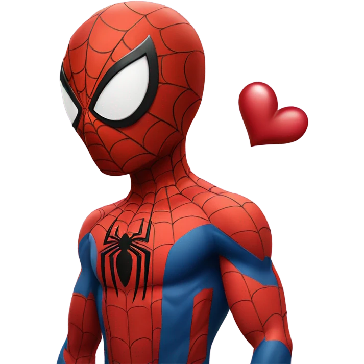 Spider-Man holding a heart emoji