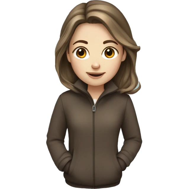 White girl brown hair in winter  emoji