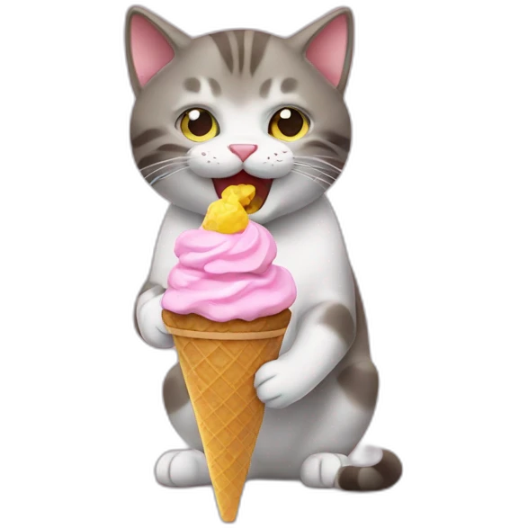 Cat eating icecream emoji