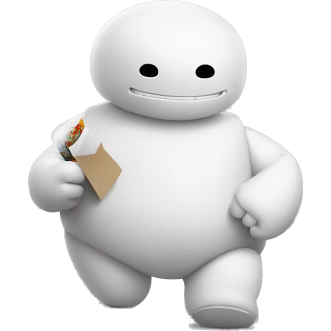 baymax with paper with smoke coming out his mouth emoji