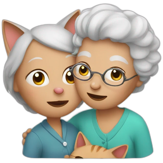 Cat with grandma  emoji