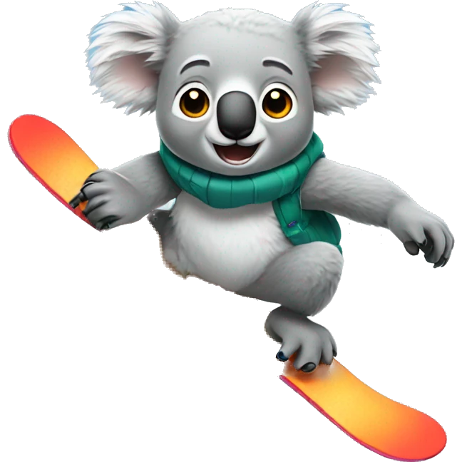 Koala snowboarding emoji