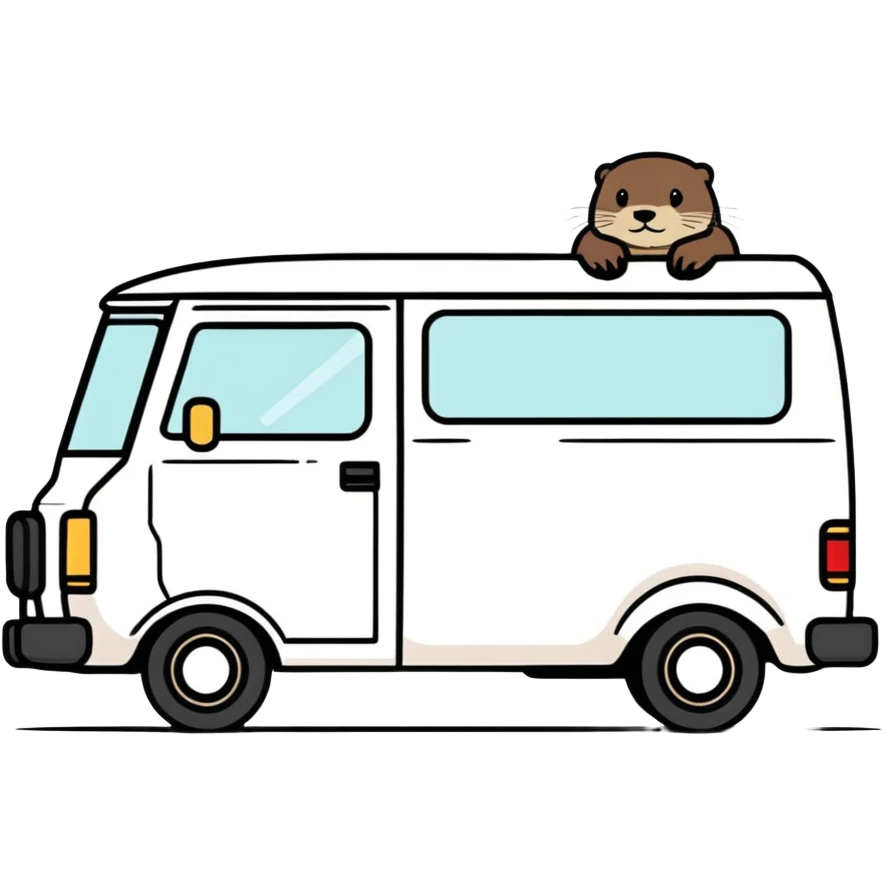 Otter in a small white van  emoji