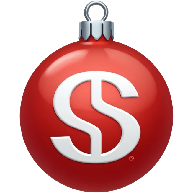 red Christmas ball with white "S" logo emoji