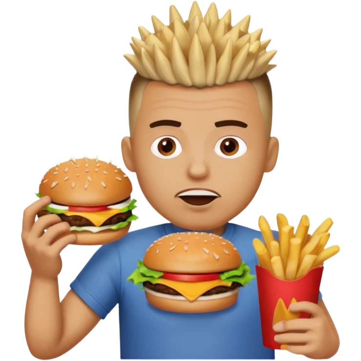 fast-food lover man  with spiky hair mohawk  emoji