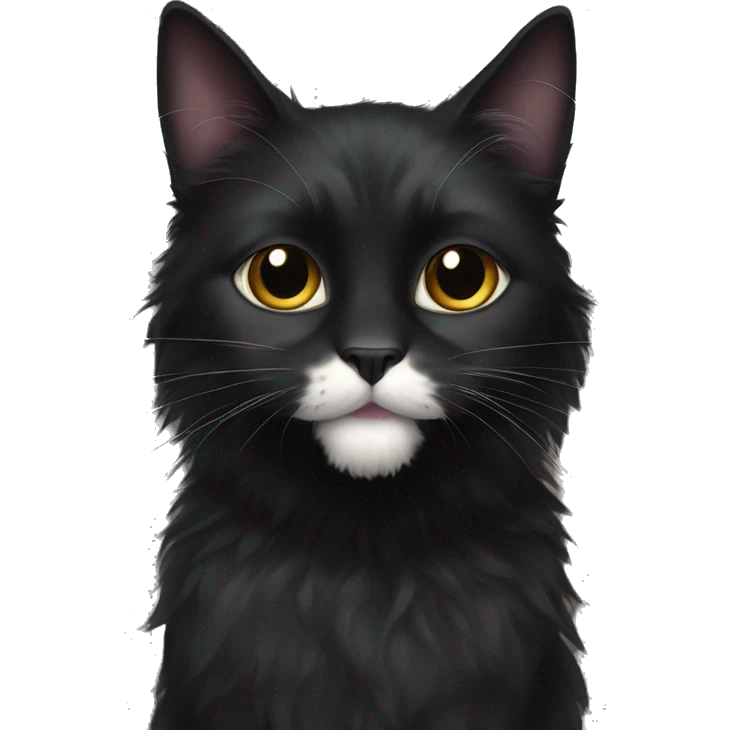 black cat domestic long-haired with white spot on the mouth emoji
