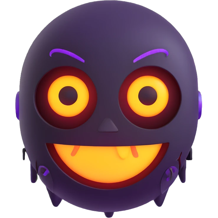 scary emoji with robotic 3D features, sharp angles, neon accents emoji