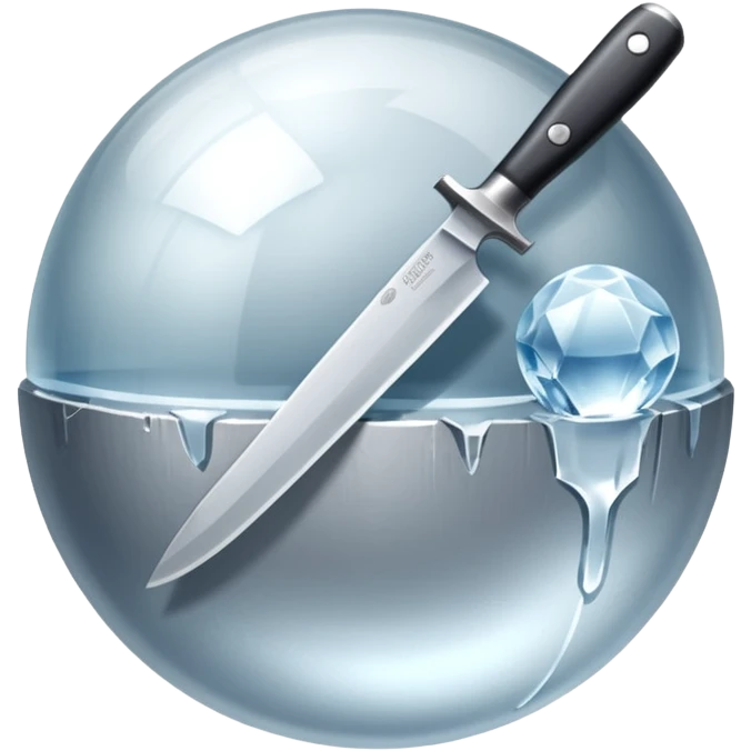 The knife is only visible from above, its tip showing from behind the ice ball. emoji
