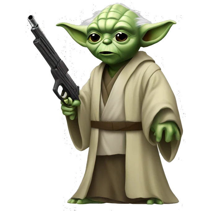 Yoda with a gun emoji