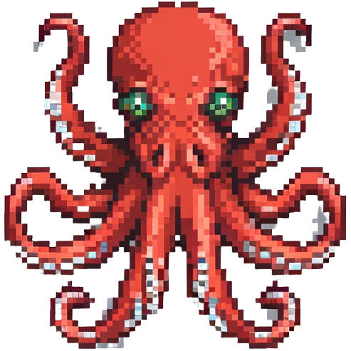 red octopus with eight tentacles emoji