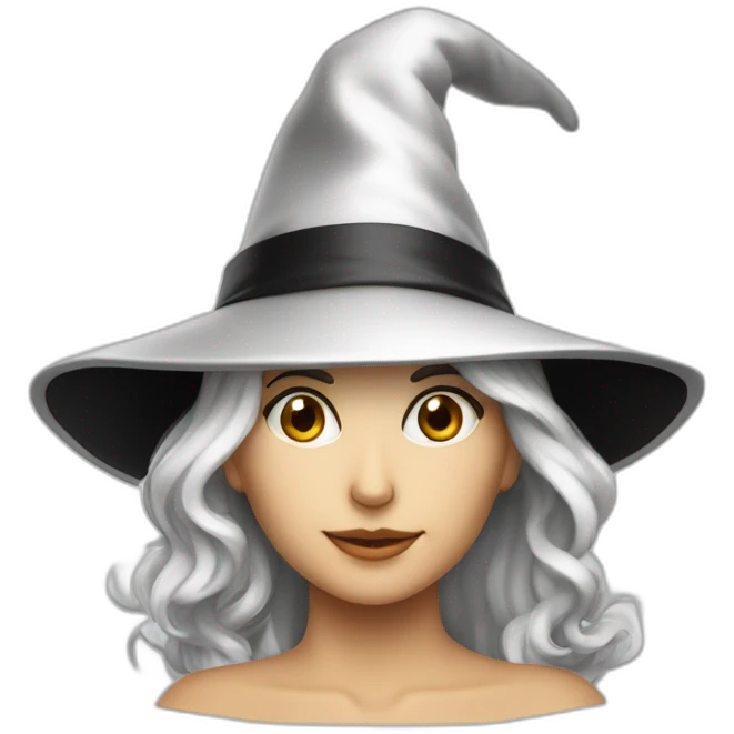 sorcière blanche chapeau noir mechante emoji