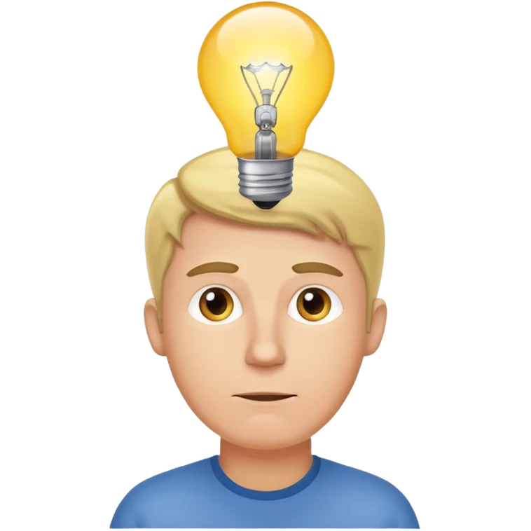 A white man came up with an idea, a light bulb appeared emoji