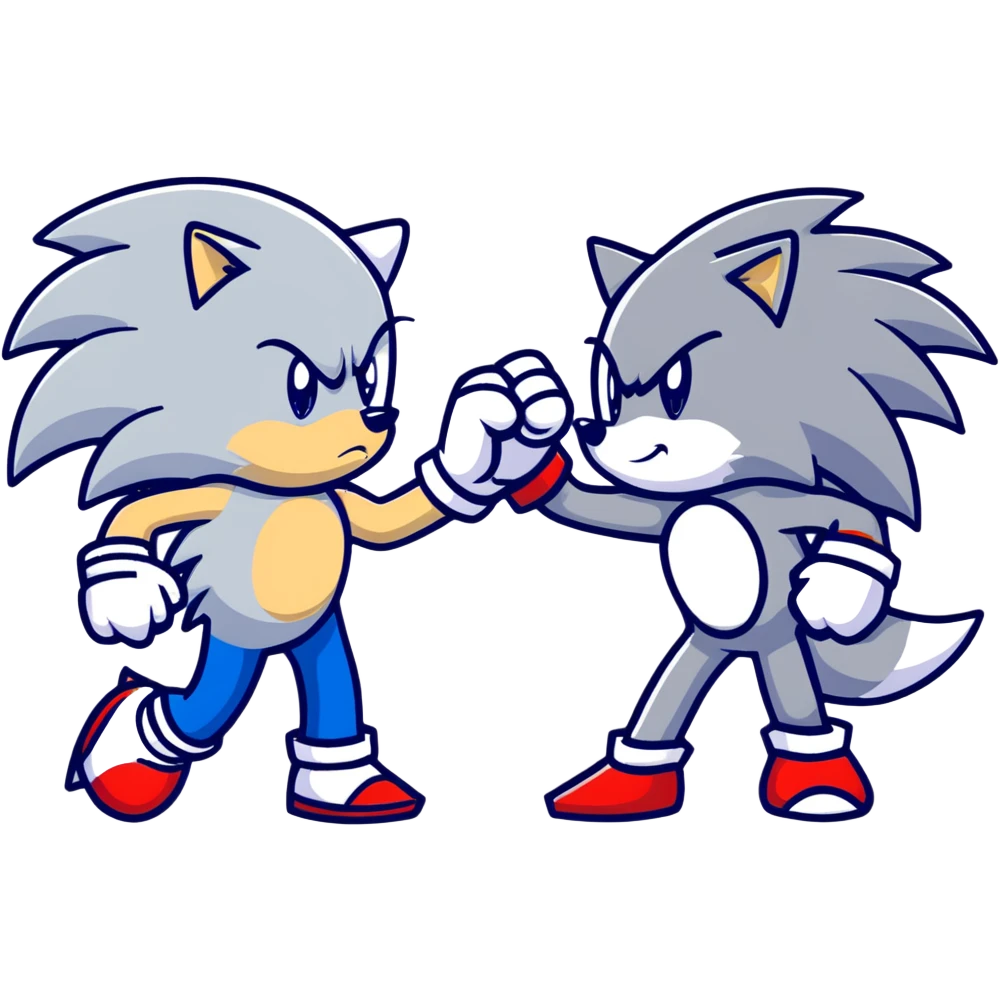 Sonic the Hedgehog and Silver the Hedgehog fist bumping emoji