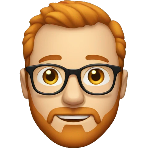 white dude, red hair, receding hairline, glasses, beard emoji