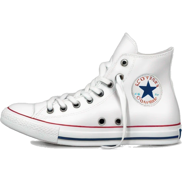 Side view of white converse low top all star emoji