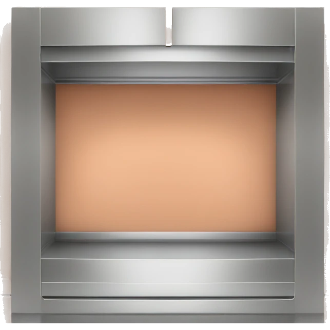 Realistic front facing peach and silver kitchen hanging cabinets  emoji