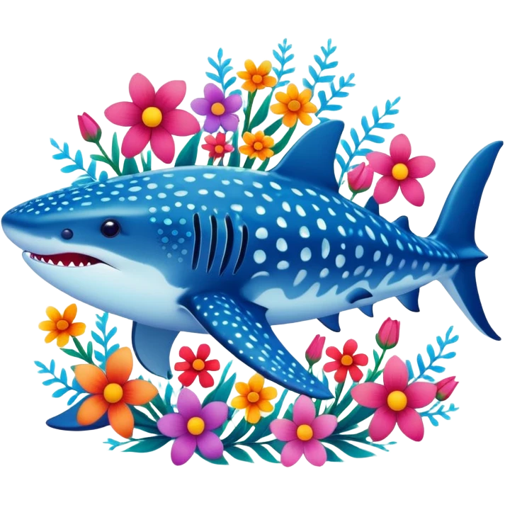 whale shark with flowers emoji
