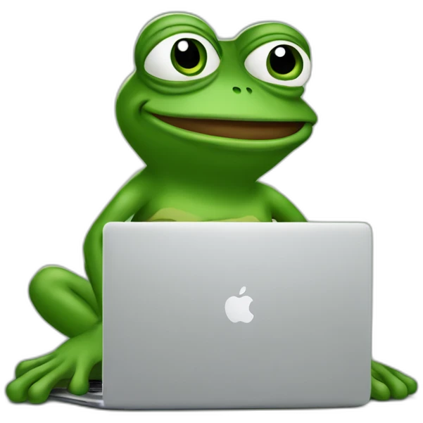 Pepe the frog with mac laptop emoji