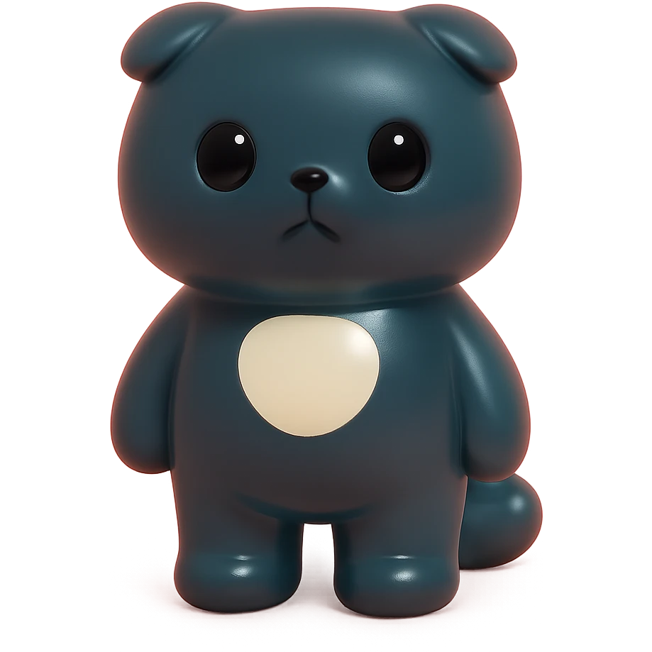black Scottish fold cat with white spot on the chest emoji