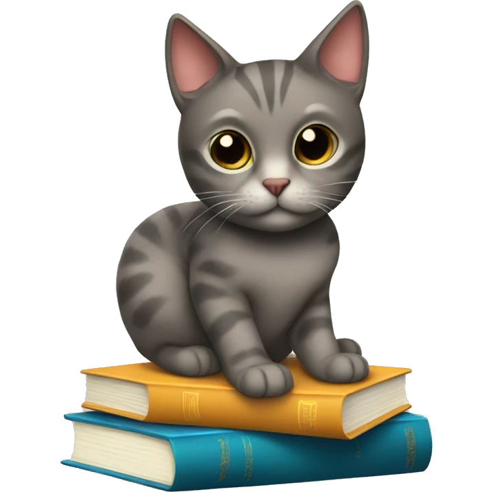 Cat and books emoji