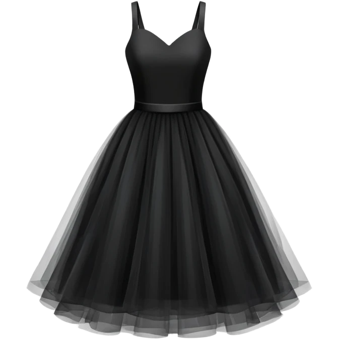 black dress, isolated, tulle skirt emoji