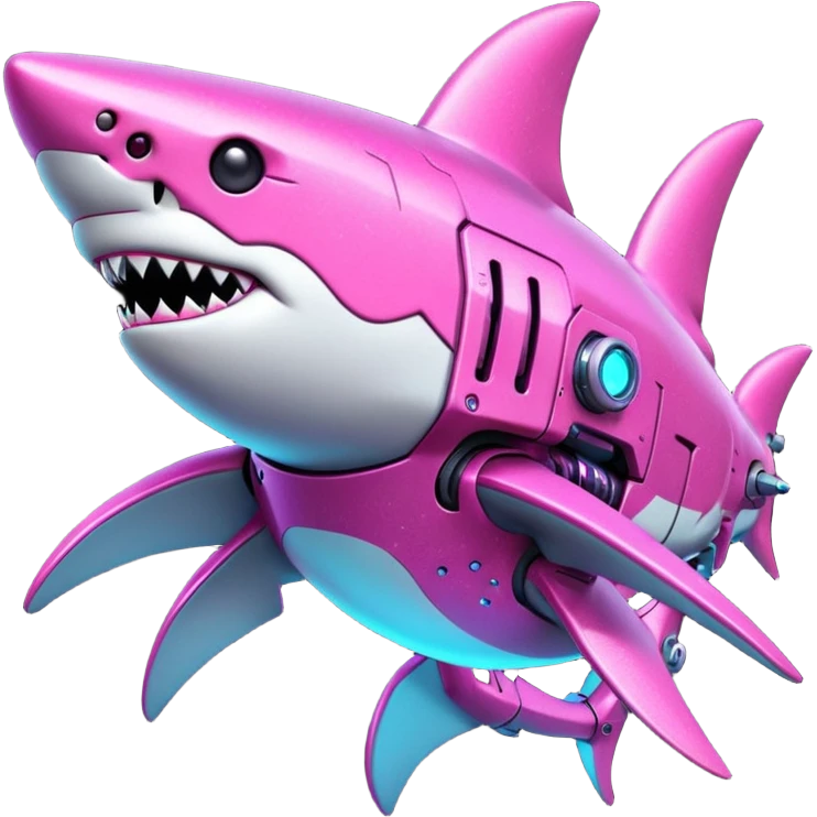 glitter mech shark pink cyberpunk emoji