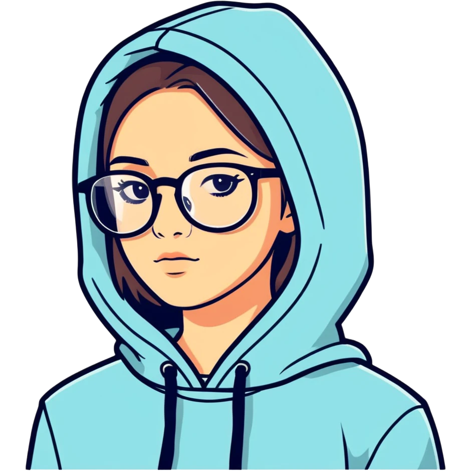 A girl wearing hoodie and glasses  emoji