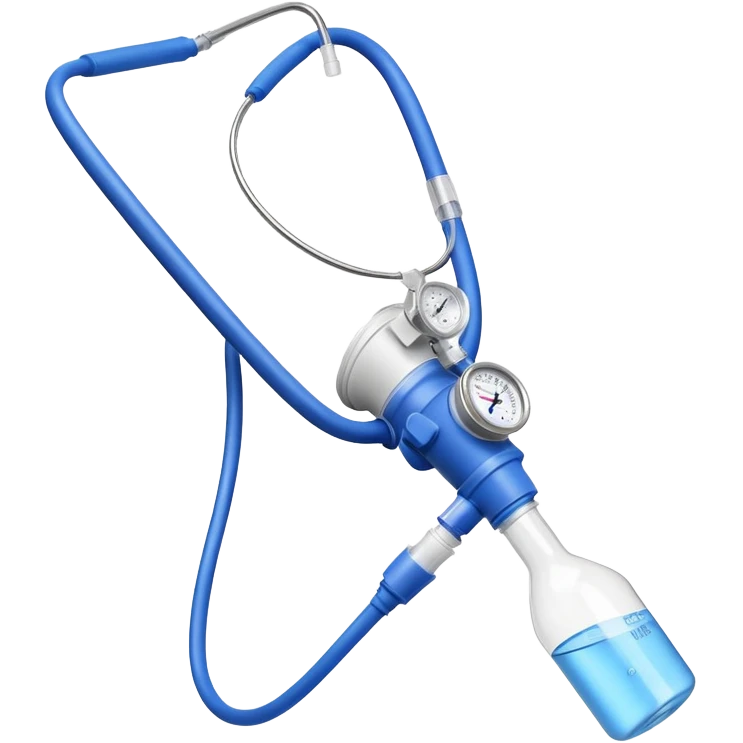 Blue VO2 max testing mouthpiece with breathing valve and tube, laboratory equipment isolated emoji